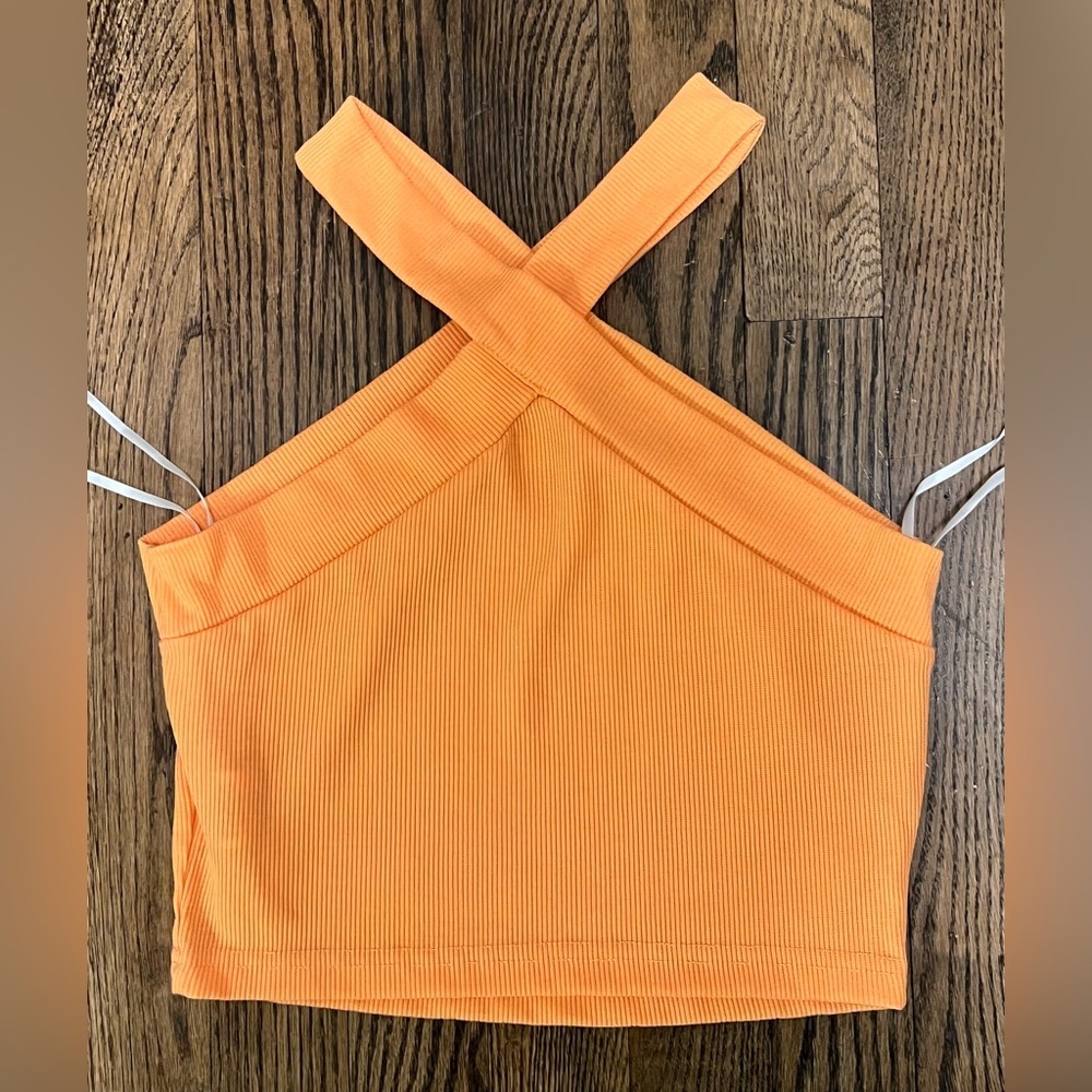 SHEIN Vibrant Orange Cross-Strap Crop Top